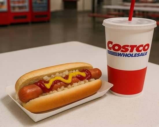 Costco Canada hot dog and drink combo