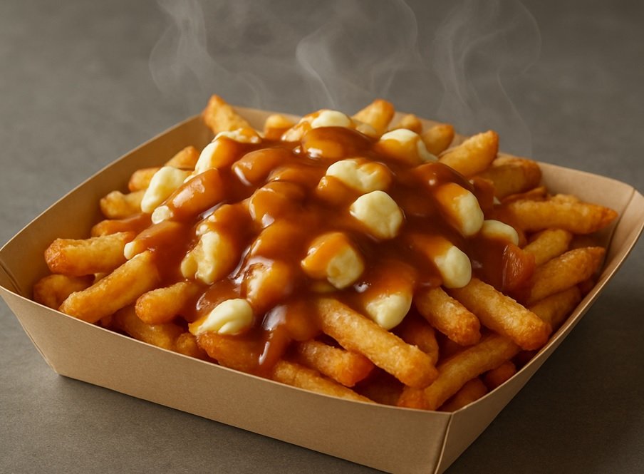 Costco Canada poutine with fries, cheese curds, and gravy