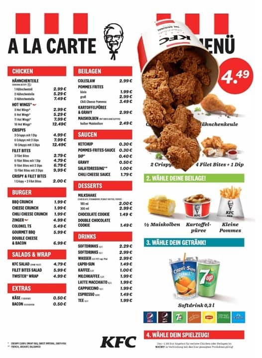 Kentucky Fried Chicken Welland Menu - À la Carte