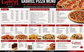Gabriel Pizza Menu With Prices Canada
