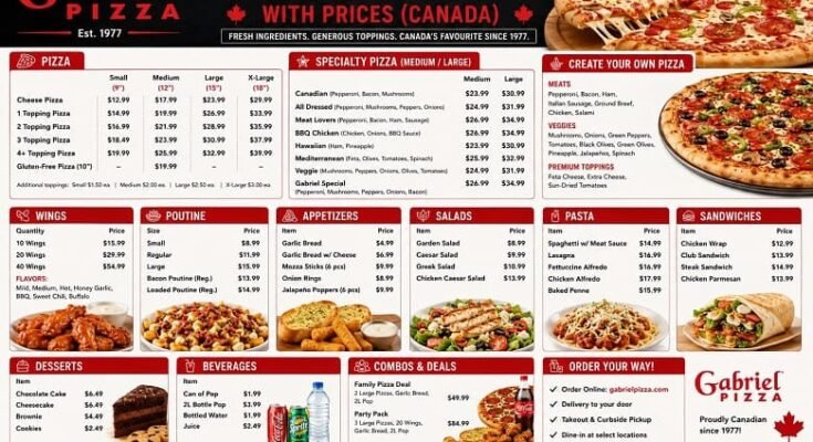 Gabriel Pizza Menu With Prices Canada